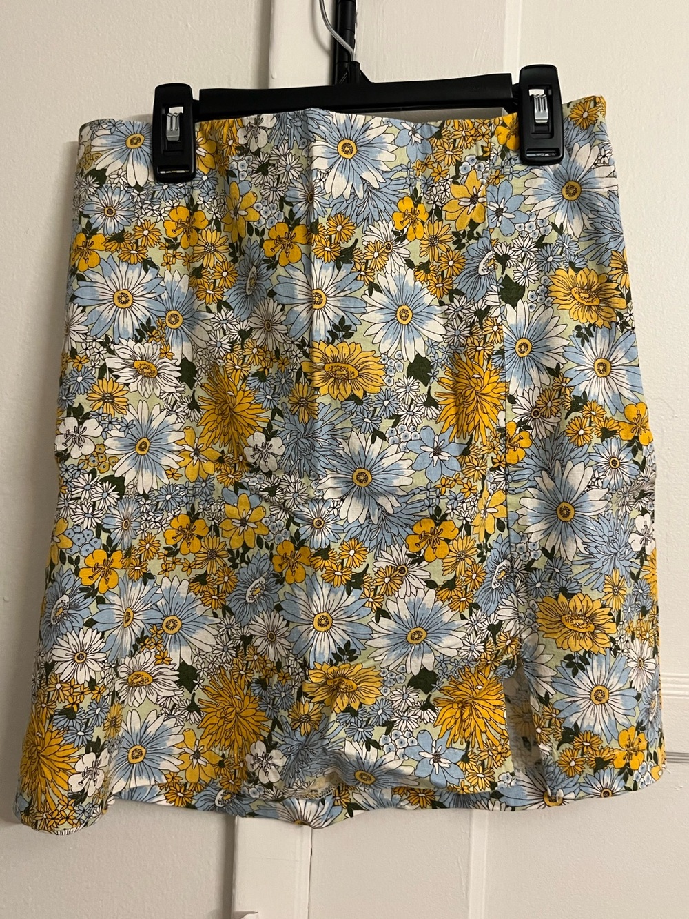 Urban Outfitters Yellow and Light Blue Floral Mini Skirt